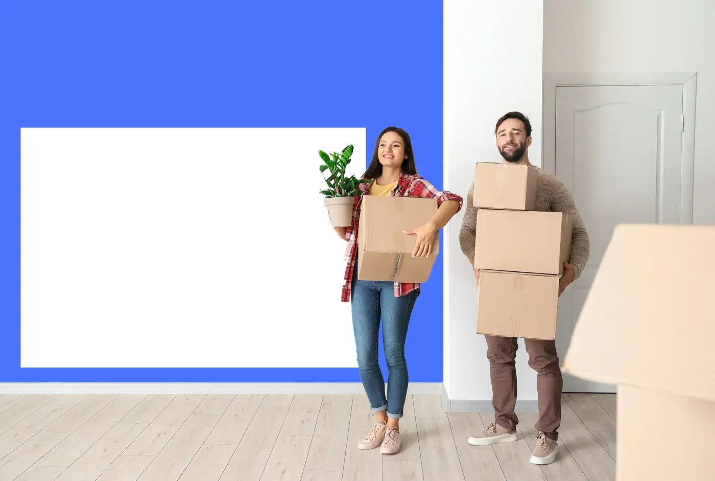 Couple moving into their new home